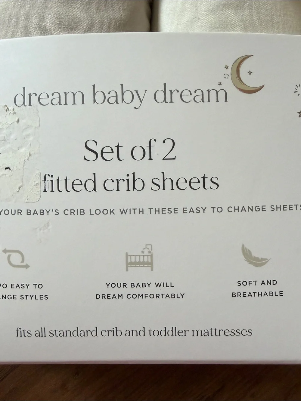 Set of 2 Fitted Crib Sheets - Cream & Tan